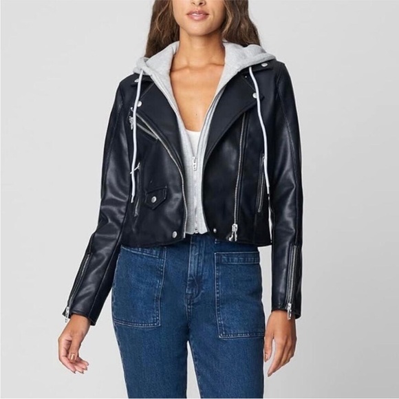 Blank NYC Meant to Be Black Faux Leather Moto Womens Jacket Size Small NWT - Picture 1 of 15